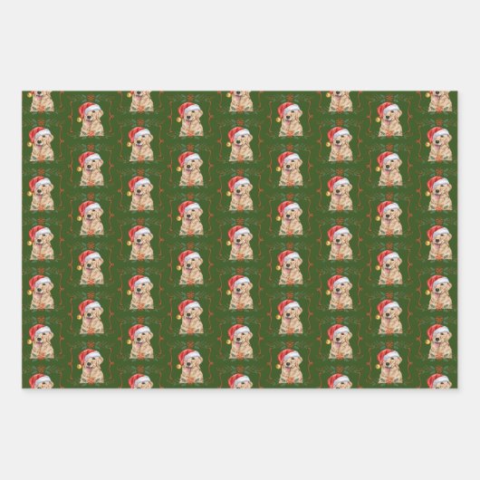Golden Retriever Dog Pattern Weihnachten Geschenkpapier Set (Vorderseite 3)