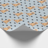 Golden Retriever Dog Paw Print Patches auf Silver Geschenkpapier (Ecke)