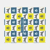 Golden Retriever Dog & Paw Print Yellow Grid Fleecedecke (Vorderseite (Horizontal))