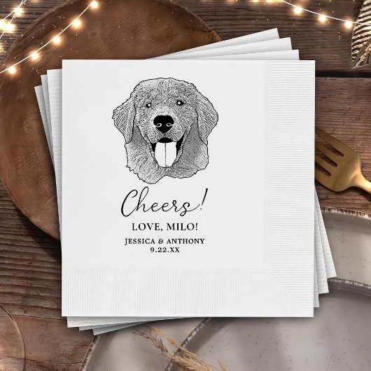Golden Retriever Dog Personalisiert Cheers Napkins Serviette