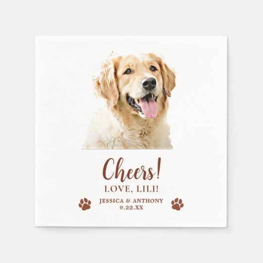 Golden Retriever Dog Personalisiert Cheers Serviette (Vorderseite)