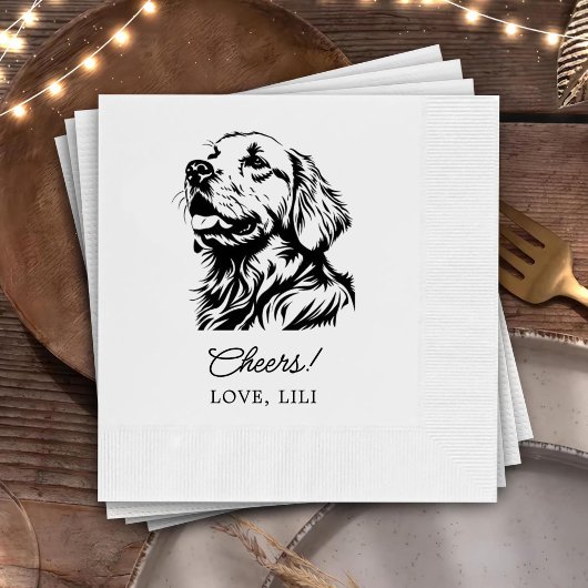Golden Retriever Dog Personalisiert Cheers Serviette