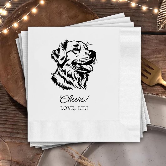 Golden Retriever Dog Personalisiert Cheers Serviette