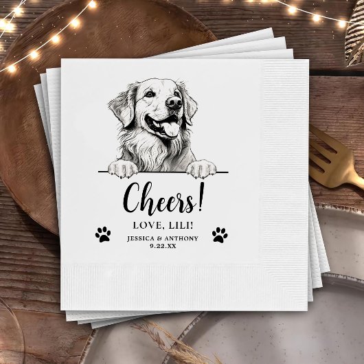 Golden Retriever Dog Personalisiert Cheers Serviette