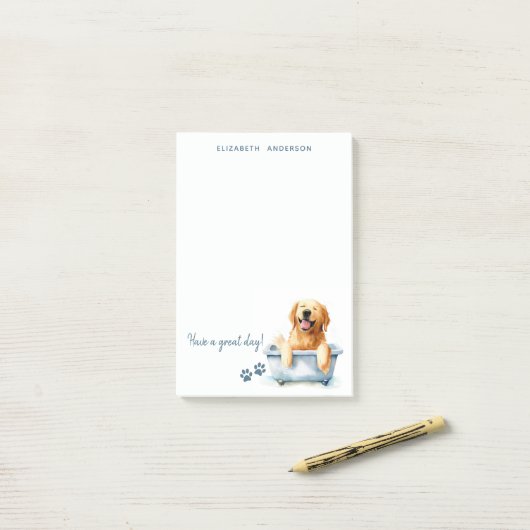 Golden Retriever Dog Personalisiert Post-it Klebezettel (Auf Schreibtisch)