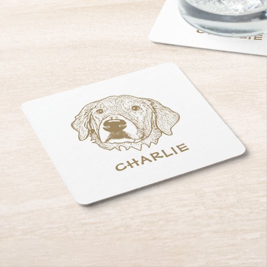 Golden Retriever Dog Personalisiert Rechteckiger Pappuntersetzer (angewinkelt)