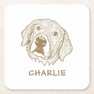 Golden Retriever Dog Personalisiert Rechteckiger Pappuntersetzer