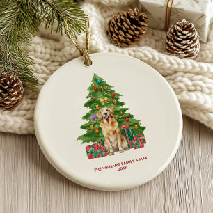 Golden Retriever Dog Personalisiert Weihnachten Keramik Ornament