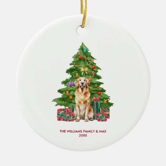 Golden Retriever Dog Personalisiert Weihnachten Keramik Ornament (Vorne)