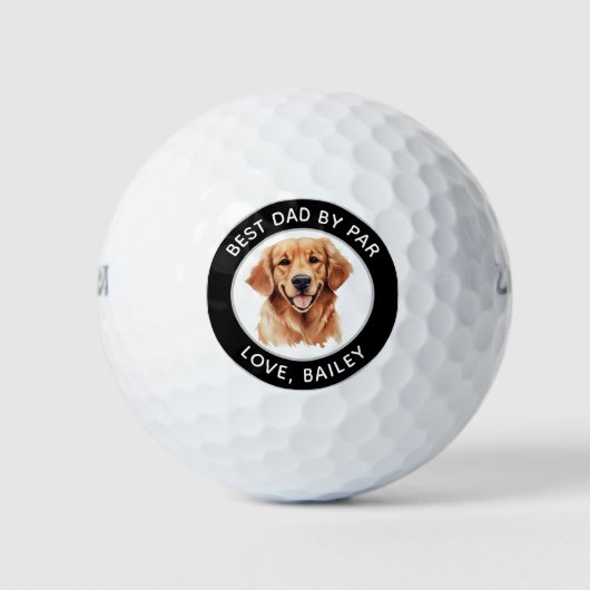 Golden Retriever Dog Personalisiert Zeichnend Golfball (Vorderseite)