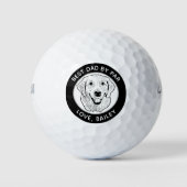 Golden Retriever Dog Personalisiert Zeichnend Golfball (Vorderseite)