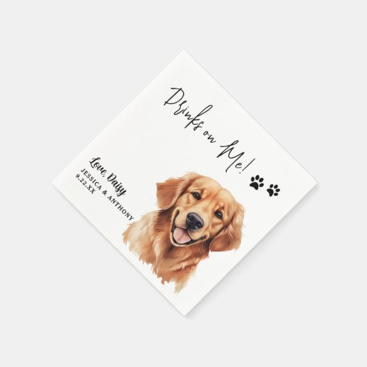 Golden Retriever Dog Personalisierte Drinks auf mi Serviette (Ecke)
