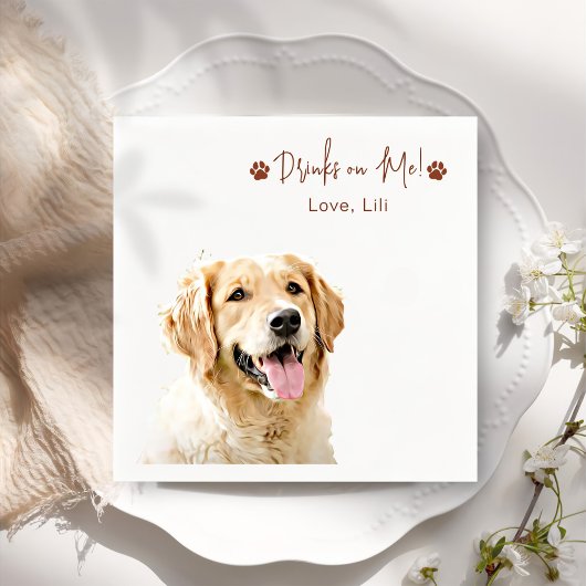 Golden Retriever Dog Personalisierte Drinks auf mi Serviette