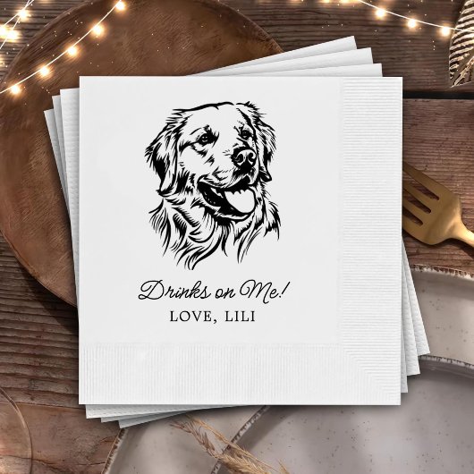 Golden Retriever Dog Personalisierte Drinks auf mi Serviette