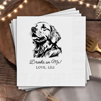 Golden Retriever Dog Personalisierte Drinks auf mi Serviette