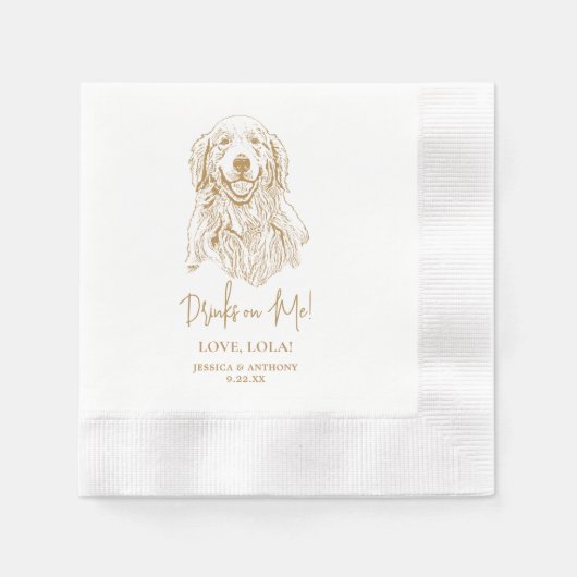 Golden Retriever Dog Personalisierte Drinks auf mi Serviette (Vorderseite)