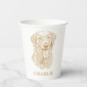 Golden Retriever Dog Personalisierte Hand Zeichnen Pappbecher (Vorderseite)