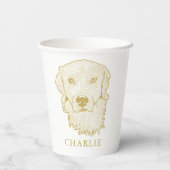 Golden Retriever Dog Personalisierte Hand Zeichnen Pappbecher (Rückseite)