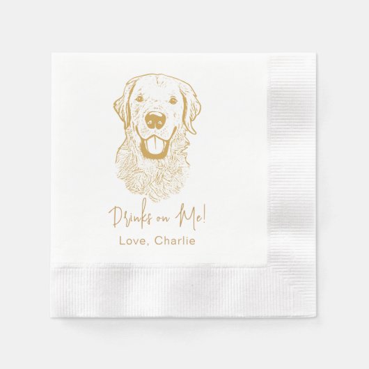 Golden Retriever Dog Personalisiertes Getränk zu m Serviette (Vorderseite)