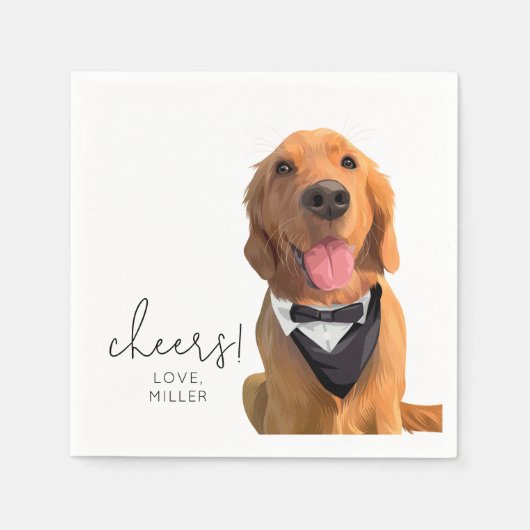 Golden Retriever Dog Pet Wedding Beverage Napkin Serviette (Vorderseite)