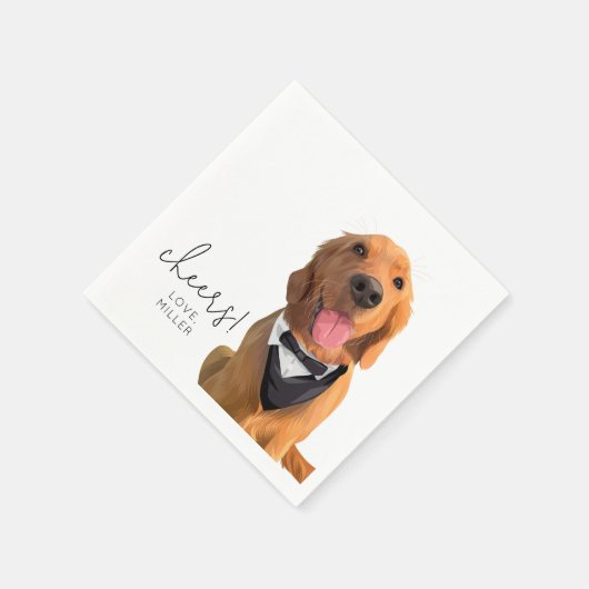 Golden Retriever Dog Pet Wedding Beverage Napkin Serviette (Ecke)