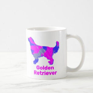 Golden Retriever Dog Pink & Blue Abstrakt White Kaffeetasse