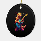 Golden Retriever dog Playing Electric Guitar Rock Keramik Ornament (Links)