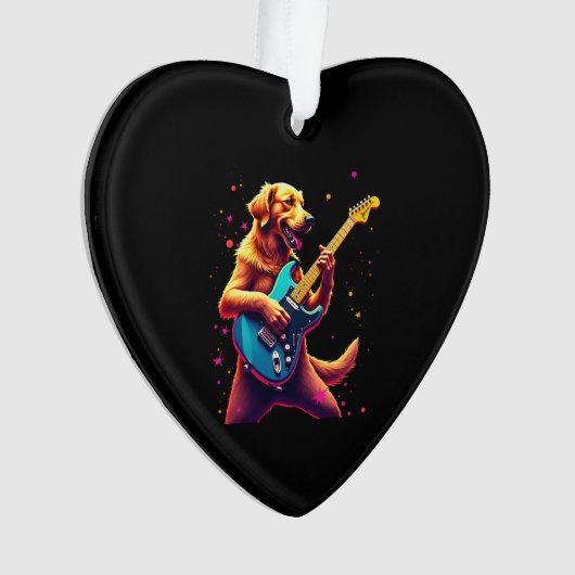 Golden Retriever dog Playing Electric Guitar Rock Ornament (Vorderseite)