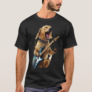 Golden Retriever Dog Playing on Electric Guitar T-Shirt