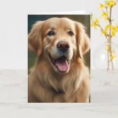 Golden Retriever Dog Portrait Blank Gruß Karte (Gelbe Blume)