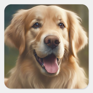 Golden Retriever Dog Portrait Quadratischer Aufkleber