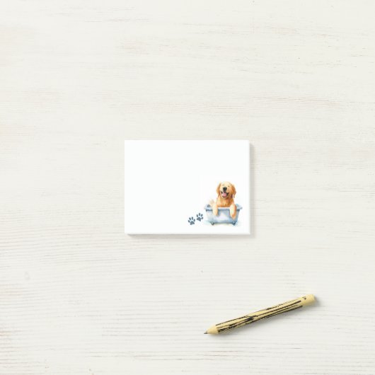Golden Retriever Dog Post-it Klebezettel (Auf Schreibtisch)