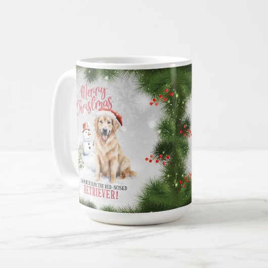 Golden Retriever Dog Pub Weihnachtskaffee Tasse (Vorderseite Links)