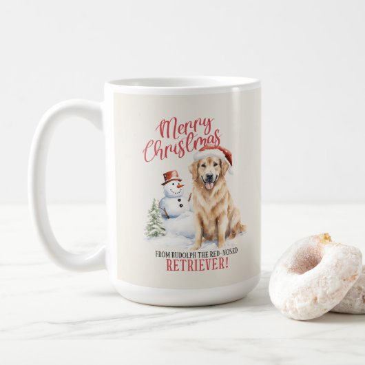 Golden Retriever Dog Pub Weihnachtskaffee Tasse (Mit Donut)