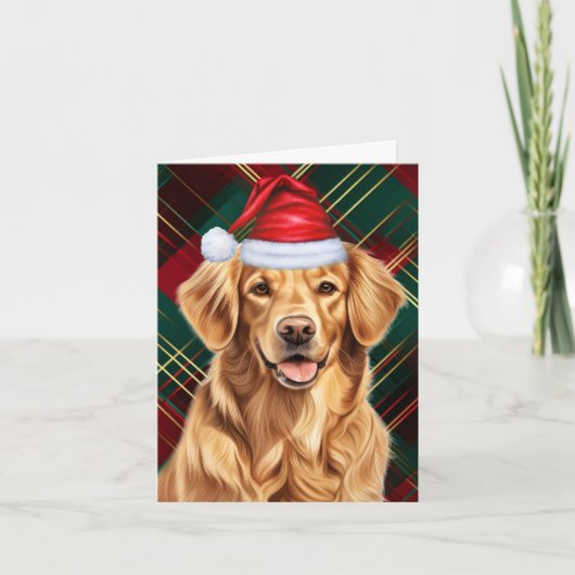 Golden Retriever Dog Red Green Kariert Weihnachten (Vorderseite)