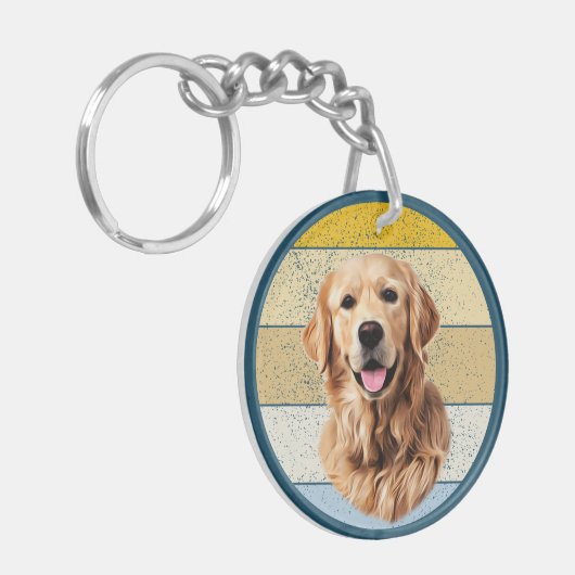Golden Retriever Dog Retro Backro Schlüsselanhänge Schlüsselanhänger (Vorderseite links)