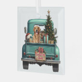 Golden Retriever Dog Retro LKW Weihnachten Ornament Aus Glas (Vorderseite links)