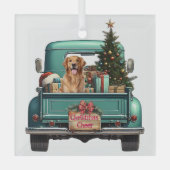 Golden Retriever Dog Retro LKW Weihnachten Ornament Aus Glas (Vorderseite)
