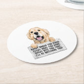 Golden Retriever Dog Runder Pappuntersetzer (Angewinkelt)
