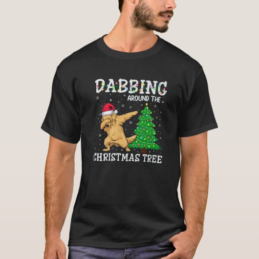 Golden Retriever Dog Santa Hat Dabbing Around the T-Shirt (Vorderseite)