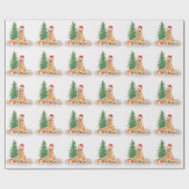 Golden Retriever Dog Santa Tree Frohe Weihnachten Geschenkpapier (Flach)