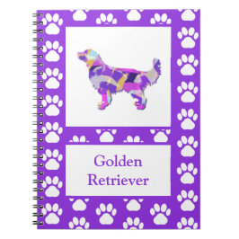 Golden Retriever Dog Silhouette Paw Lila PY&B Notizblock
