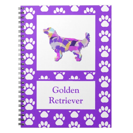 Golden Retriever Dog Silhouette Paw Lila PY&B Notizblock (Vorderseite)