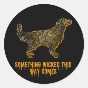 Golden Retriever Dog Silhouette Spaß Halloween Runder Aufkleber