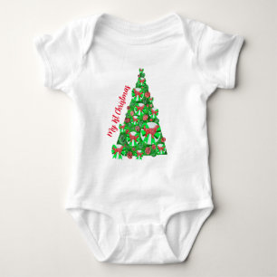 Golden Retriever Dog Silhouette Weihnachtsbaum Rot Baby Strampler