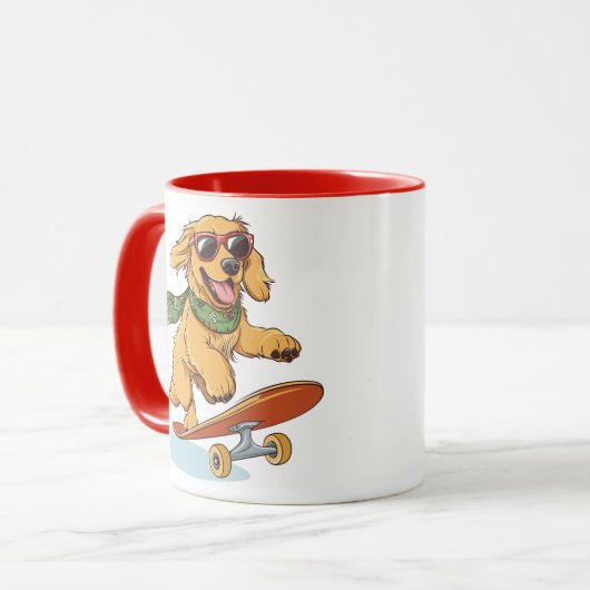 Golden Retriever Dog Skateboarding Tasse (Vorderseite Links)