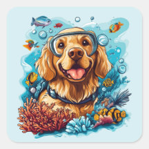 Golden Retriever Dog Snorkeling Coral Reef