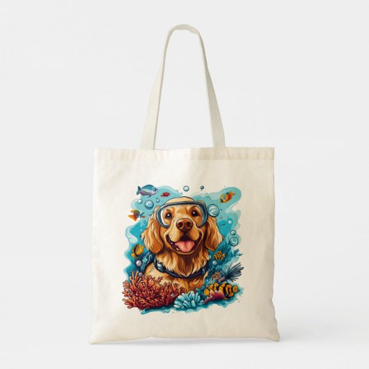 Golden Retriever Dog Snorkeling Coral Reef Tragetasche (Rückseite)