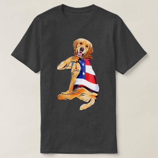 Golden Retriever Dog Tattoo I Love Dad T-Shirt (Design vorne)