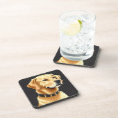 Golden Retriever Dog Tragen eines Lederkronen Getränkeuntersetzer (Rechte Seite)